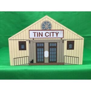 The Cats Meow 1993 Naples FL Tin City Wooden Shelf Sitter